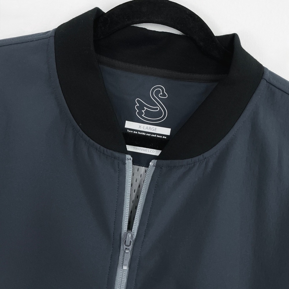 Swannies Golf Jacket Men's XL Full Zip Performance Lightweight Gray Black Bomber